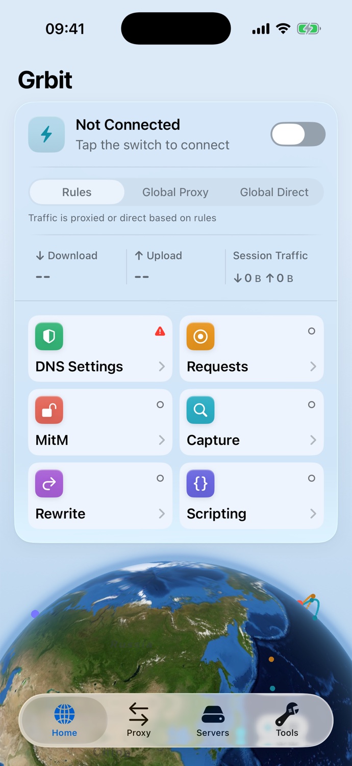 Grbit home screen in light appearance